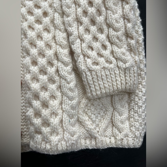 Hand Knit Wool Cable Knit Cardigan Sweater Medium Shawl Collar Cottagecore - Picture 5 of 13
